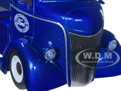 1947 Ford COE Flatbed Truck Dark Blue Metallic White Top The Famous Motor Cars Extra Wheels Just Trucks Series 1/24 Diecast Model Jada 33853