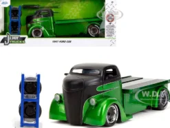 1947 Ford COE Flatbed Truck Green Metallic and Matt Black