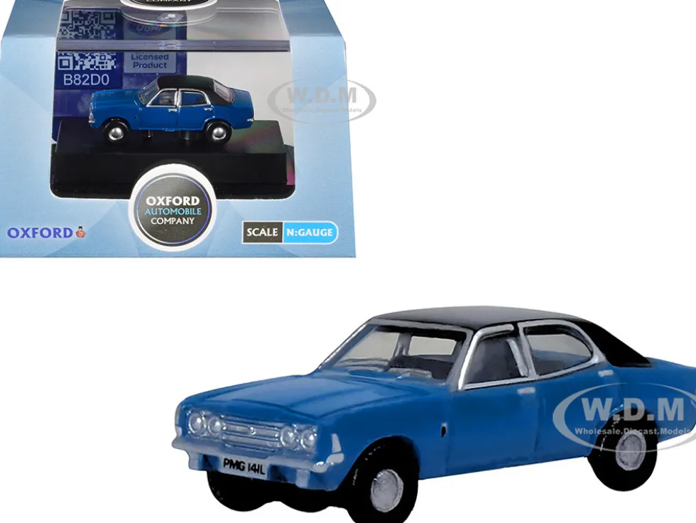 Ford Cortina MKIII RHD (Right Hand Drive) Electric Monza Blue with Black Top 1/148 (N) Scale Diecast Model Car by Oxford Diecast