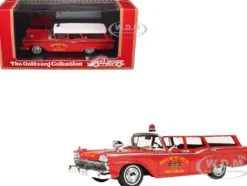 1959 Ford Country Squire "Fruitland, MD Fire Chief" Red with White Top Limited Edition to 200 pieces Worldwide 1/43 Model Car by Goldvarg Collection