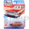 1964 Ford Country Squire Poppy Red with Woodgrain Sides "Muscle Wagons" Series 1/64 Diecast Model Car by Auto World