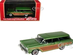 1959 Ford Country Squire Sherwood Green Metallic with Woodgrain Sides and Green Interior Limited Edition to 200 pieces Worldwide 1/43 Model Car by Goldvarg Collection