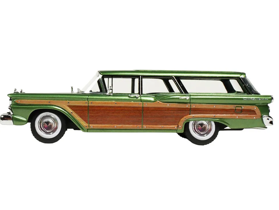 1959 Ford Country Squire Sherwood Green Metallic with Woodgrain Sides and Green Interior Limited Edition to 200 pieces Worldwide 1/43 Model Car by Goldvarg Collection