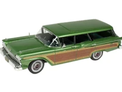 1959 Ford Country Squire Sherwood Green Metallic with Woodgrain Sides and Green Interior Limited Edition to 200 pieces Worldwide 1/43 Model Car by Goldvarg Collection