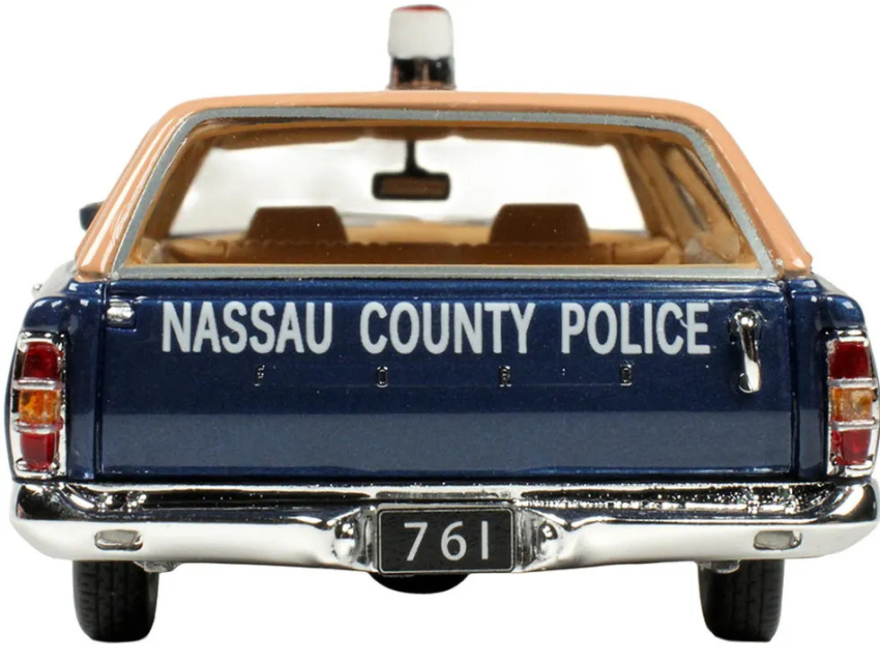 1970 Ford Country Squire Wagon Police Car "Nassau County Police Department" Blue and Tan Limited Edition to 200 pieces Worldwide 1/43 Model Car by Goldvarg Collection