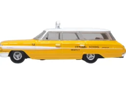 1964 Ford Country Station Wagon "Central School Bus" Yellow with White Top 1/87 (HO) Scale Diecast Model Car by Oxford Diecast