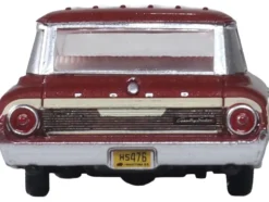 1964 Ford Country Station Wagon Squire Vintage Burgundy with Woodgrain Sides and White Interior 1/87 (HO) Scale Diecast Model Car by Oxford Diecast