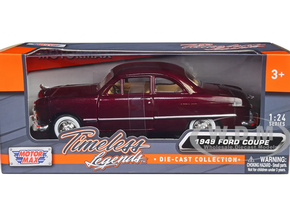 1949 Ford Coupe Burgundy 1/24 Diecast Model Car Motormax 73213