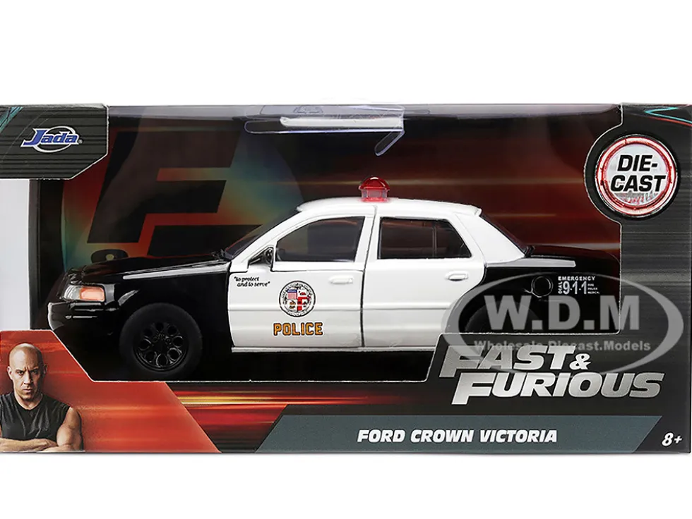 Ford Crown Victoria "LAPD (Los Angeles Police Department) Black and White "The Fast and the Furious" (2001) Movie "Fast & Furious" Series 1/32 Diecast Model Car by Jada