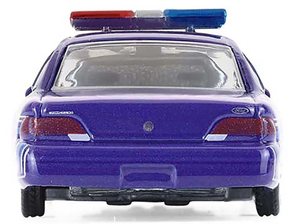 1992 Ford Crown Victoria Lowrider Blue with Graphics and Lightbar "California Lowriders" Series 7 1/64 Diecast Model Car by Greenlight