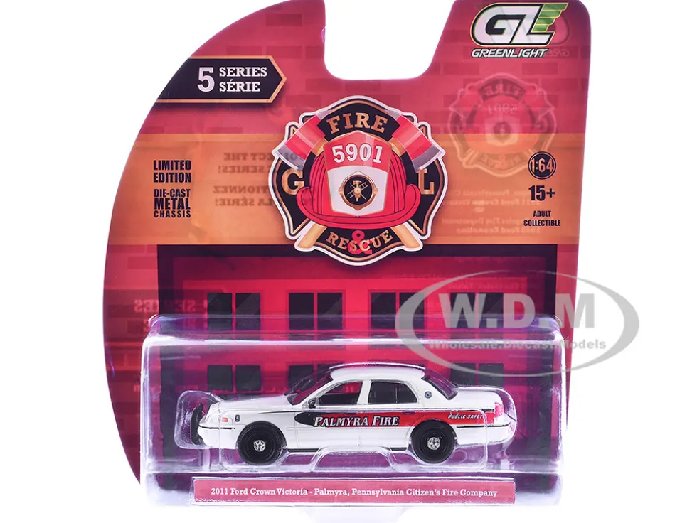 2011 Ford Crown Victoria "Palmyra, Pennsylvania Citizen's Fire Company" White with Graphics "Fire & Rescue" Series #5 1/64 Diecast Model Car by Greenlight