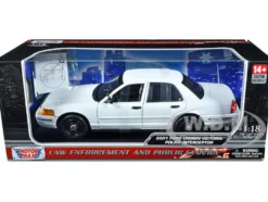 2001 Ford Crown Victoria Police Car Unmarked White Custom Builder's Kit Series 1/18 Diecast Model Car Motormax 73517