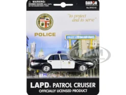 Ford Crown Victoria Police Cruiser Black and White Los Angeles Police Department with Police Sign Diecast Model Daron RT8315