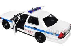 2008 Ford Crown Victoria Police Interceptor CAPS White Blue Stripes Chicago Police Department Hot Pursuit Series 1/24 Diecast Model Car Greenlight 85533