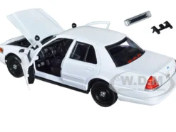 2010 Ford Crown Victoria Police Interceptor Unmarked White Custom Builder's Kit Series 1/24 Diecast Model Car Motormax 76469