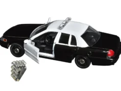 Ford Crown Victoria Police Interceptor Black and White 1/43 Diecast Model Car by Motormax