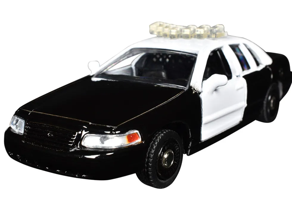Ford Crown Victoria Police Interceptor Black and White 1/43 Diecast Model Car by Motormax
