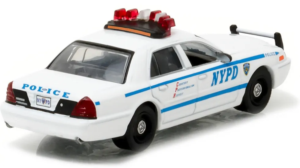 2011 Ford Crown Victoria Police New York Police Department (NYPD) with NYPD Squad Number Decal Sheet Hobby Exclusive 1/64 Diecast Model Car Greenlight 42771