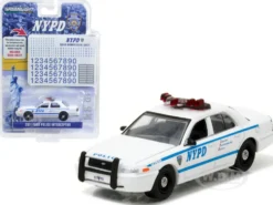 2011 Ford Crown Victoria Police New York Police Department (NYPD) with NYPD Squad Number Decal Sheet Hobby Exclusive 1/64 Diecast Model Car Greenlight 42771