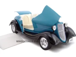 1934 Ford Custom Convertible Blue 1/24 Diecast Car Model Unique Replicas 18540