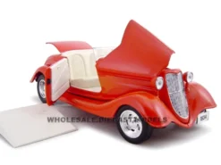 1934 Ford Custom Convertible Hot Rod Orange 1/24 Diecast Car Unique Replicas 18543