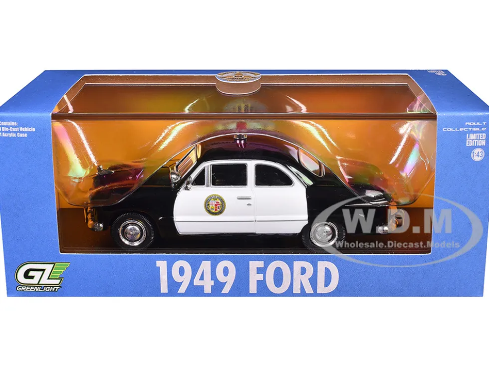 1949 Ford Custom Police Car "LAPD (Los Angeles Police Department)" Black and White 1/43 Diecast Model Car by Greenlight