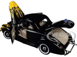1940 Ford Deluxe Black with Yellow Flames 