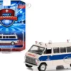 1969 Ford Econoline Ambulance Beige Blue Stripes Ontario Hospital Services Commission Ontario Canada First Responders Series 1 1/64 Diecast Model Car Greenlight 67040A