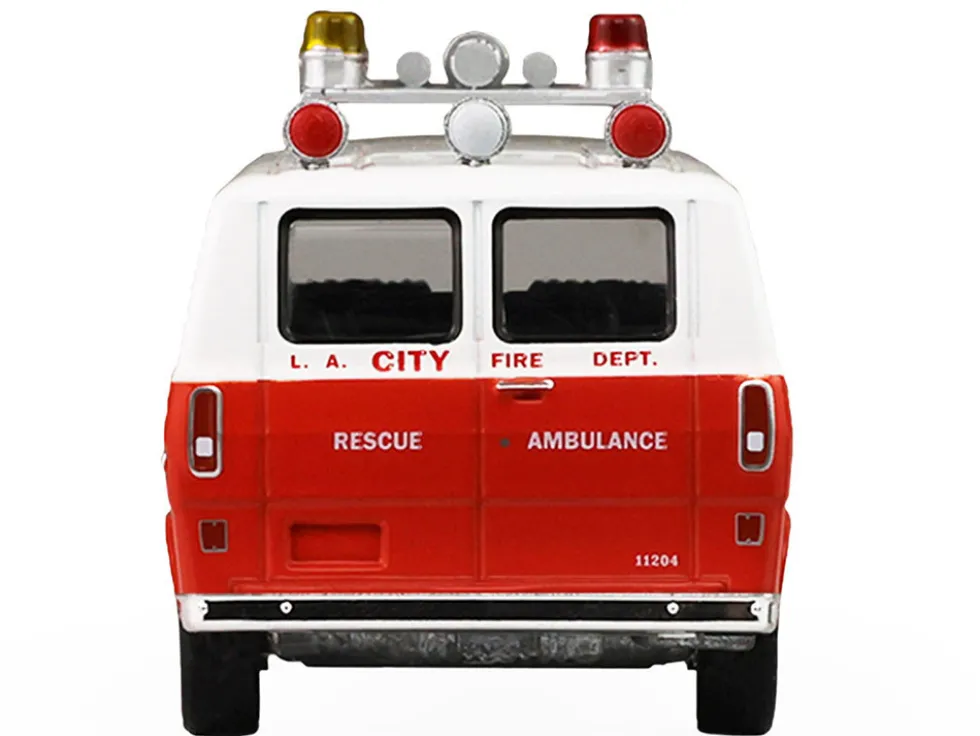 1969 Ford Econoline Ambulance "Los Angeles Fire Department" Red and White "Fire & Rescue" Series #5 1/64 Diecast Model Car by Greenlight