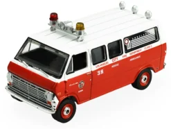1969 Ford Econoline Ambulance "Los Angeles Fire Department" Red and White "Fire & Rescue" Series #5 1/64 Diecast Model Car by Greenlight