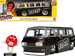 1965 Ford Econoline Bus Brown Metallic Silver Red M&M's Diecast Figurine Hollywood Rides Series 1/24 Diecast Model Car Jada 32027