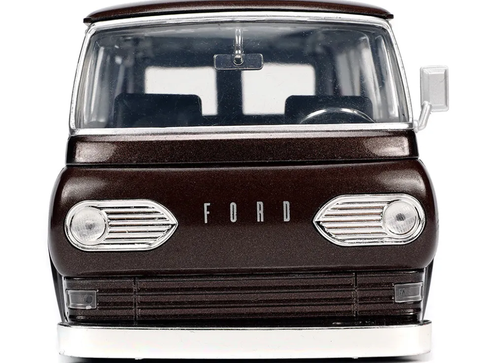 1965 Ford Econoline Bus Brown Metallic Silver Red M&M's Diecast Figurine Hollywood Rides Series 1/24 Diecast Model Car Jada 32027