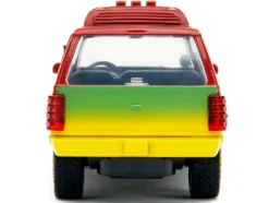 Ford Explorer Red and Yellow with Green Graphics Jurassic Park 1993 Movie 30th Anniversary Hollywood Rides Series 1/32 Diecast Model Car Jada JA31956