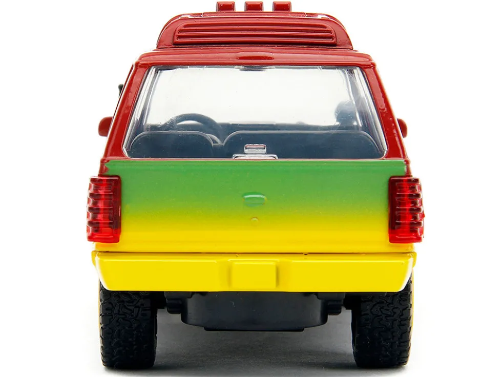 Ford Explorer Red and Yellow with Green Graphics Jurassic Park 1993 Movie 30th Anniversary Hollywood Rides Series 1/32 Diecast Model Car Jada JA31956