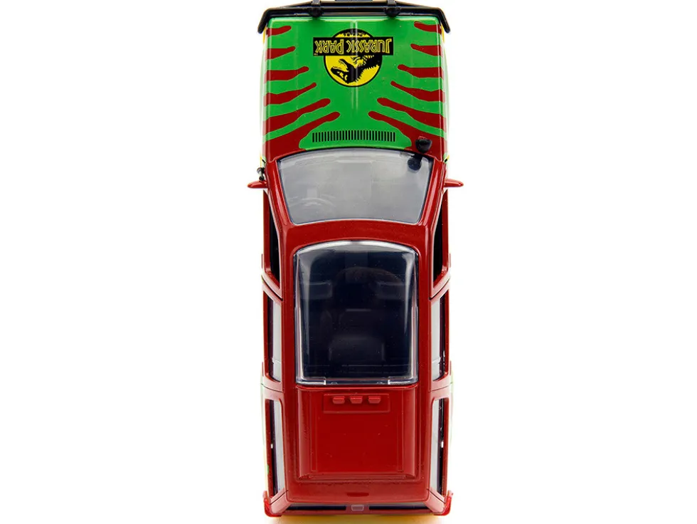 Ford Explorer Red and Yellow with Green Graphics Jurassic Park 1993 Movie 30th Anniversary Hollywood Rides Series 1/32 Diecast Model Car Jada JA31956