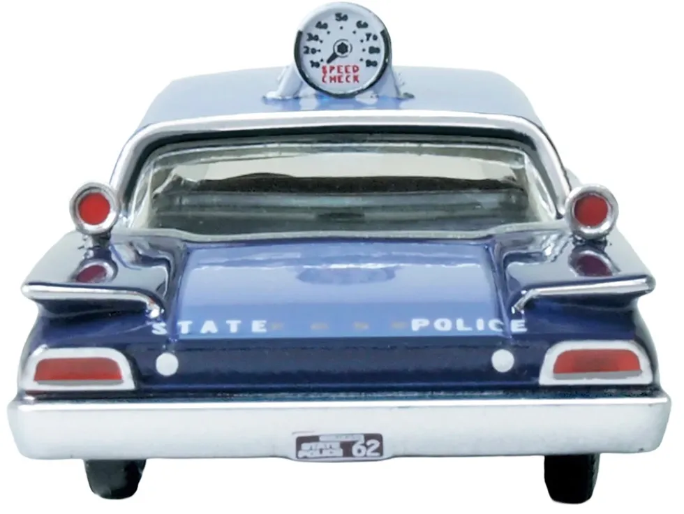 1960 Ford Fairlane Sedan "Massachusetts State Police Radar Car" Blue Two-Tone 1/87 (HO) Scale Diecast Model Car by Oxford Diecast