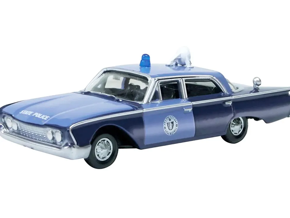 1960 Ford Fairlane Sedan "Massachusetts State Police Radar Car" Blue Two-Tone 1/87 (HO) Scale Diecast Model Car by Oxford Diecast