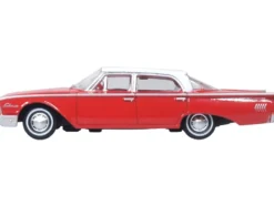 1960 Ford Fairlane Sedan 500 Monte Carlo Red with Corinthian White Top and Interior 1/87 (HO) Scale Diecast Model Car by Oxford Diecast