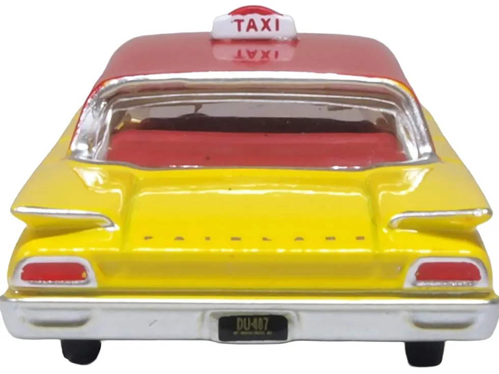 1960 Ford Fairlane Sedan "NYC Taxi" Yellow with Red Top and Interior 1/87 (HO) Scale Diecast Model Car by Oxford Diecast