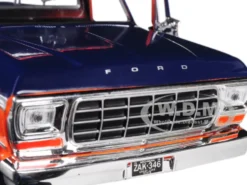 1979 Ford F-150 Custom Pickup Truck Gulf Dark Blue Orange 1/24 Diecast Model Car Motormax 79652