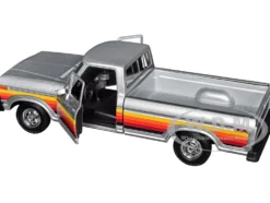 1979 Ford F-150 Custom Pickup Truck Silver Metallic with Side Stripes 