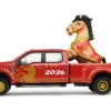 2022 Ford F-450 Dually Pickup Truck "Chinese Zodiac 2026 Year of the Horse" Red with Gold Graphics and Horse Figure "Hobby Exclusive" Series 1/64 Diecast Model Car by Greenlight