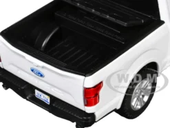 2019 Ford F-150 Lariat Crew Cab Pickup Truck with Bed Cage White with Flashing Light Bar and Front and Rear Lights and Sounds 1/27 Diecast Model Car by Motormax