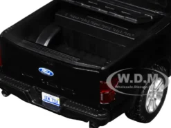2019 Ford F-150 Lariat Crew Cab Pickup Truck with Bed Cage Black and White with Flashing Light Bar and Front and Rear Lights and Sounds 1/27 Diecast Model Car by Motormax