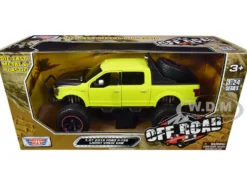 2019 Ford F-150 Lariat Crew Cab Pickup Truck Off Road Bright Green 1/27 Diecast Model Car Motormax 79146