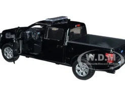 2019 Ford F-150 Lariat Crew Cab Pickup Truck Unmarked Plain Black Law Enforcement and Public Service Series 1/24 Diecast Model Car Motormax 76981bk