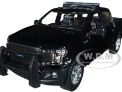 2019 Ford F-150 Lariat Crew Cab Pickup Truck Unmarked Plain Black Law Enforcement and Public Service Series 1/24 Diecast Model Car Motormax 76981bk
