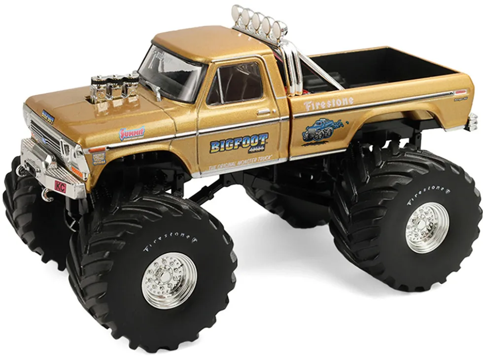 1979 Ford F-250 Monster Truck "Bigfoot #1 50th Anniversary" Gold Metallic "Kings of Crunch" Series 1/43 Diecast Model Car by Greenlight