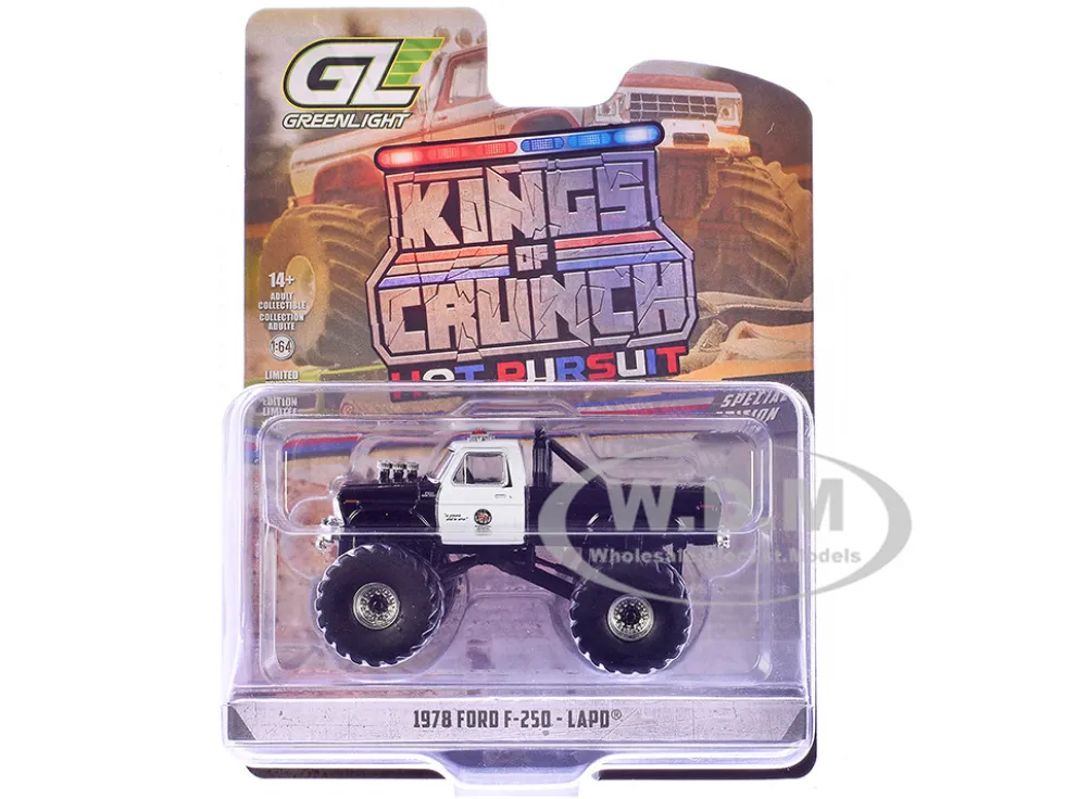 1978 Ford F-250 Monster Truck "LAPD (Los Angeles Police Department)" Black and White "Kings of Crunch - Hot Pursuit" Special Edition 1/64 Diecast Model Car by Greenlight