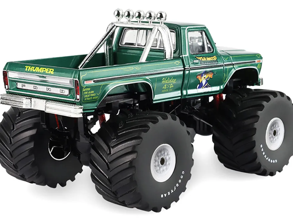 1975 Ford F-250 Monster Truck with 66-Inch Tires "Thumper" Green Metallic "Kings of Crunch" Series 1/43 Diecast Model Car by Greenlight
